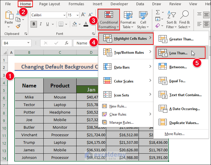 How to Change the Default Background Color in Excel