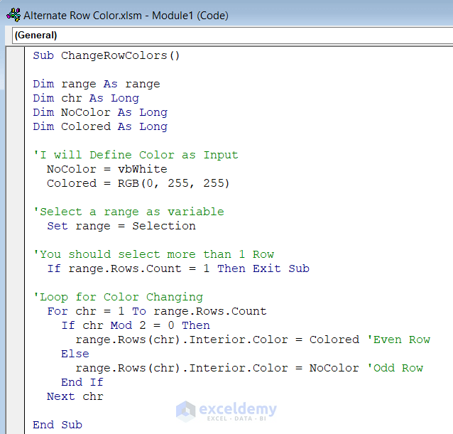How to Alternate Row Colors in Excel Without a Table (5 Methods)