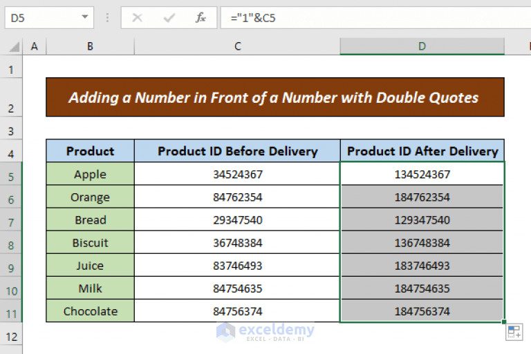 How to Add a Number in Front of a Number in Excel (7 Easy Ways)