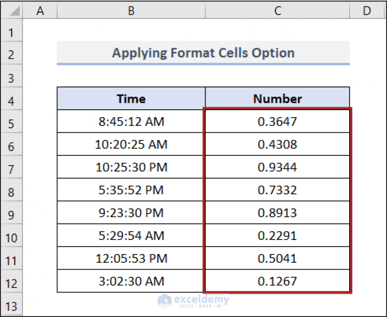 How to Convert Time to Number in Excel (5 Easy Methods)