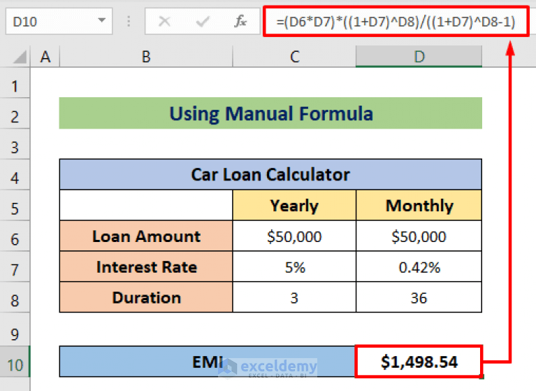 How to Make EMI Formula in Excel (with Suitable Example)