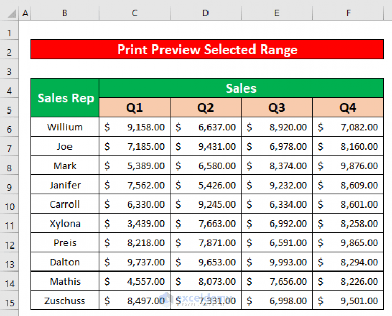 Excel VBA Print Preview for Selected Range (5 Examples)
