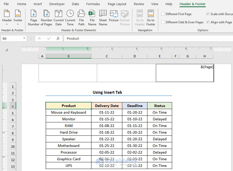How to Use Formula for Page Number in Excel (6 Quick Ways)