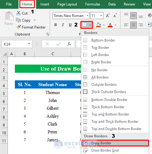 How to Add Cell Borders Inside and Outside in Excel (5 Methods)