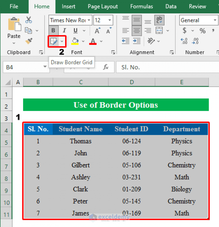 How to Add Cell Borders Inside and Outside in Excel (5 Methods)