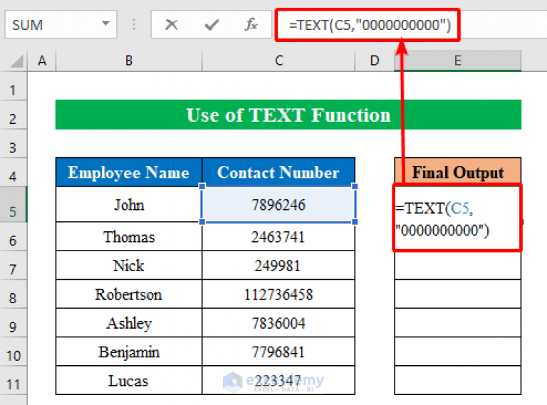 How to Add Leading Zeros to Make 10 Digits in Excel (10 Ways)