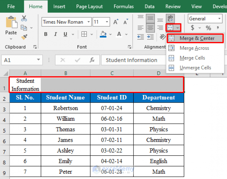 How to Add a Title to a Table in Excel (with Simple Steps)