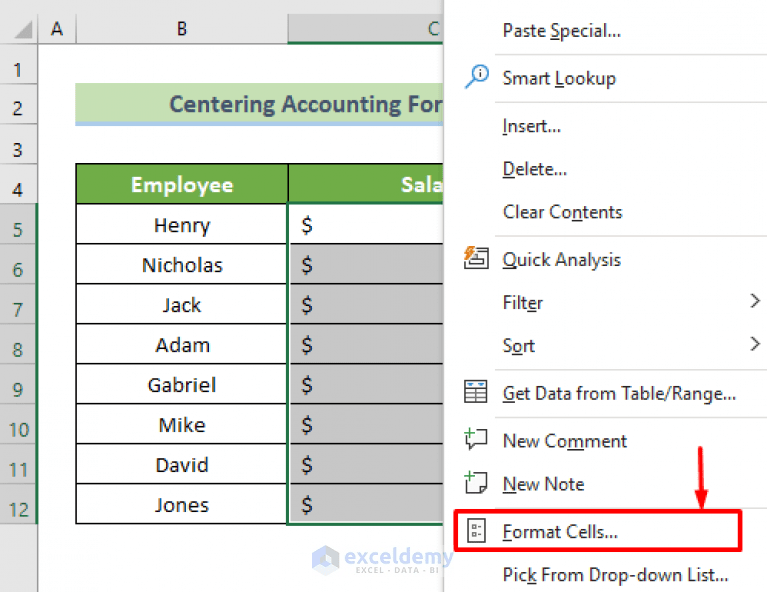 How to Center Accounting Format in Excel (with Easy Steps)