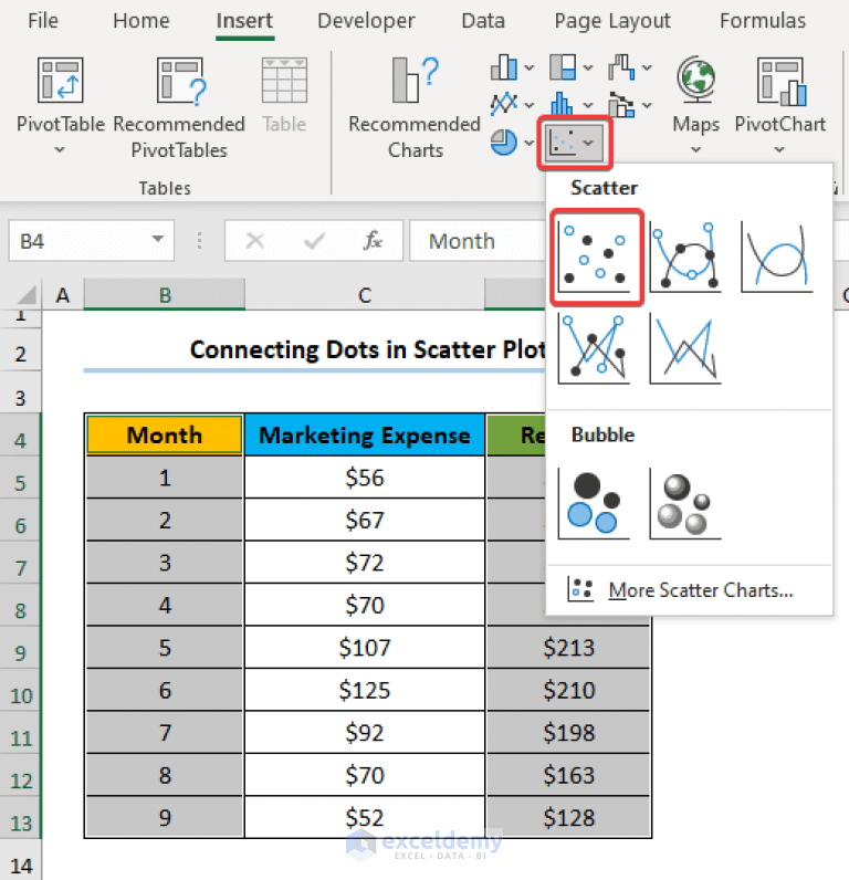 How to Connect Dots in Scatter Plot in Excel (with Easy Steps)
