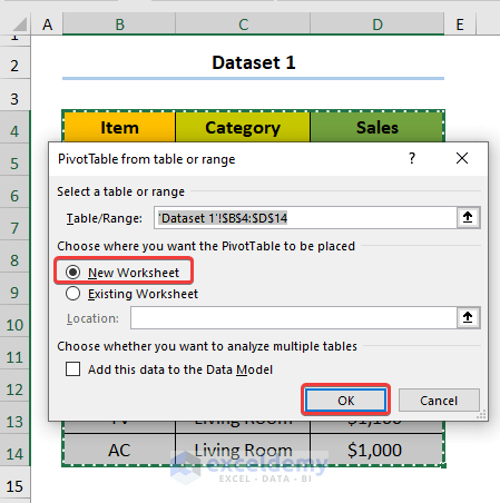 How to Create a Pie Chart in Excel from a Pivot Table (2 Methods)