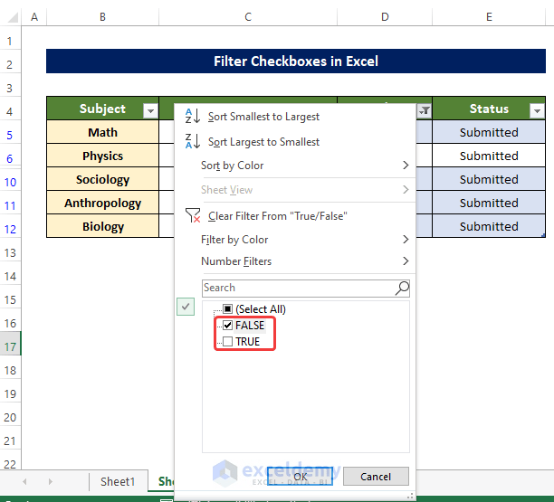 How to Filter Checkboxes in Excel (with Easy Steps) ExcelDemy