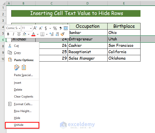 How to Hide Cells in Excel Until Data Entered (2 Easy Ways)