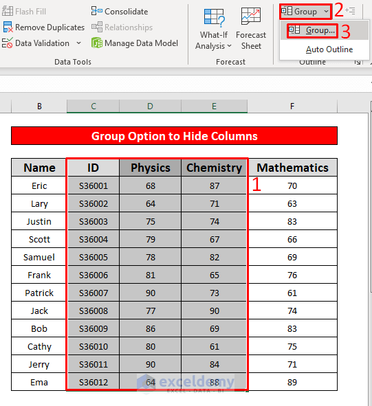 How to Hide Multiple Columns in Excel (5 Easy Methods)