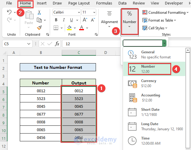 How to Remove Zeros in Front of a Number in Excel (6 Easy Ways)