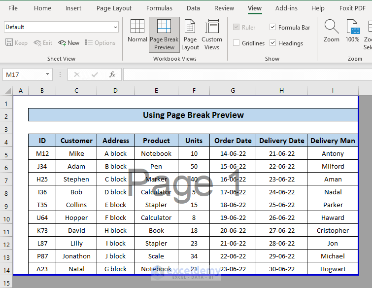 How to Set Print Area with Blue Line in Excel 5 Easy Ways