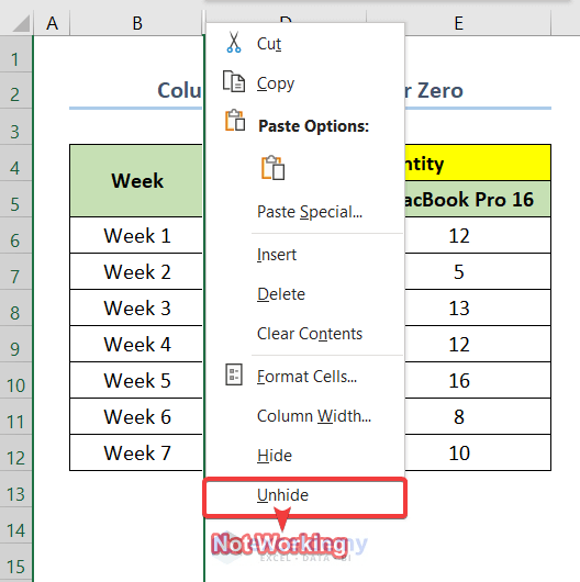 Unhide Columns Is Not Working in Excel (4 Issues & Solutions)