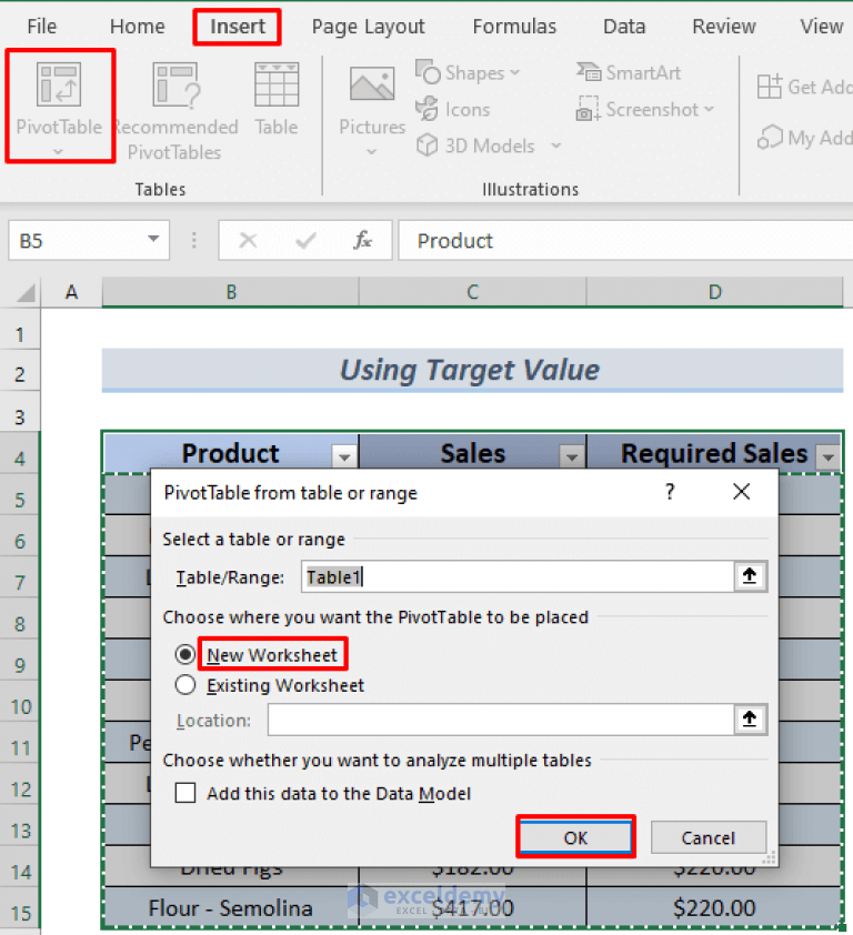 How to Add Target Line to Pivot Chart in Excel (2 Effective Methods)