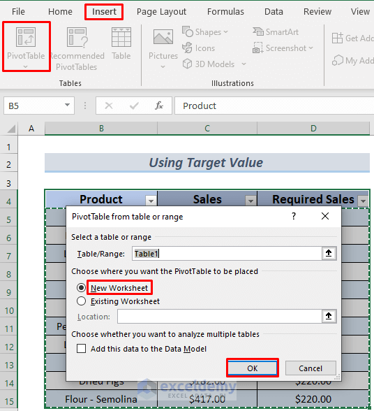 How to Add a Target Line to a Pivot Chart in Excel (2 Effective Methods)
