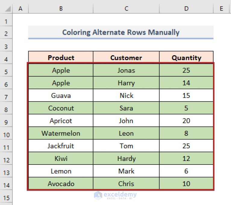 How to Color Alternate Row Based on Cell Value in Excel