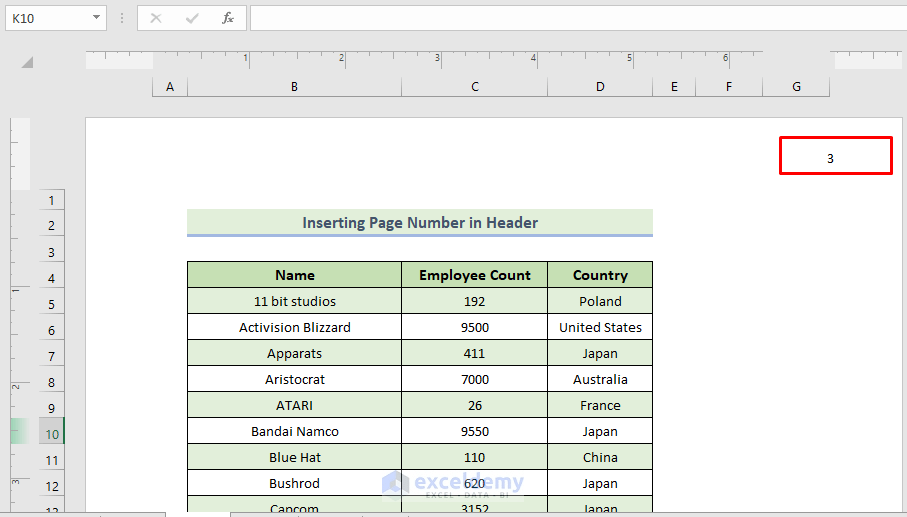 How to Start Page Numbers at Different Number in Excel