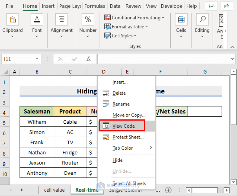 Excel VBA to Hide Columns Based on Criteria (6 Useful Examples)