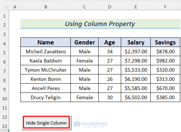 How to Hide Columns with Button in Excel (4 Suitable Methods)