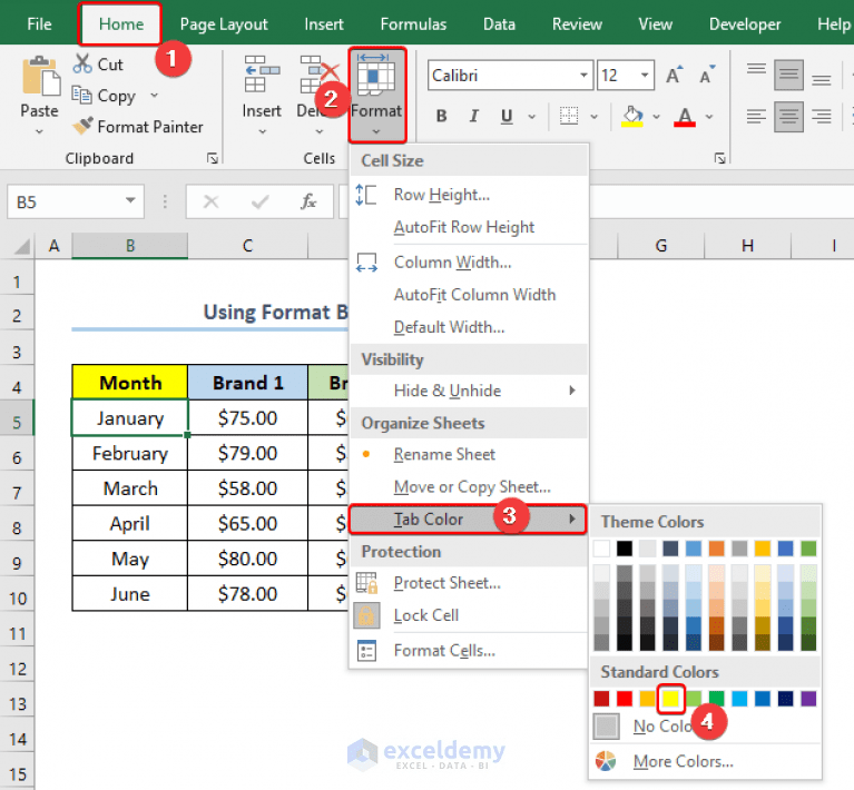How to Change Worksheet Tab Color in Excel (5 Handy Methods)