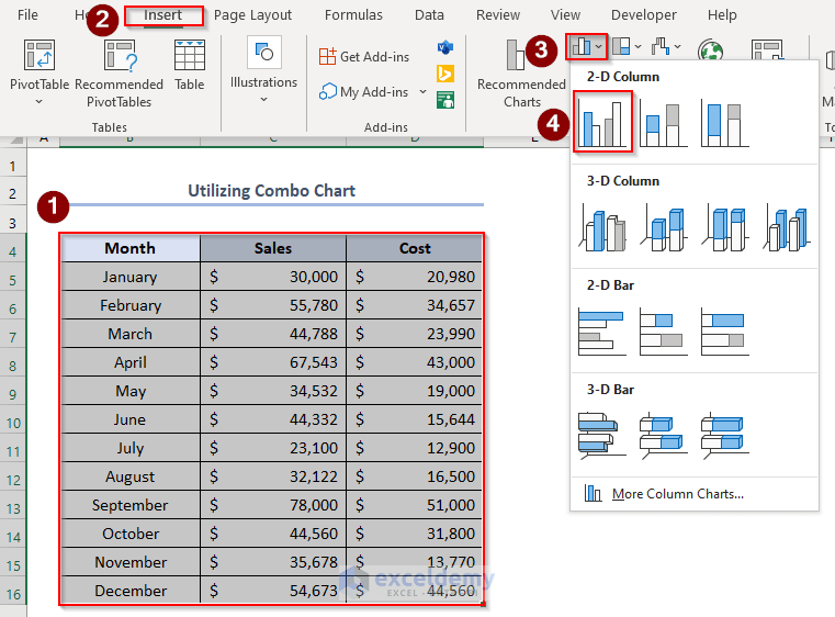 How to Compare Two Sets of Data in an Excel Chart 5 Examples