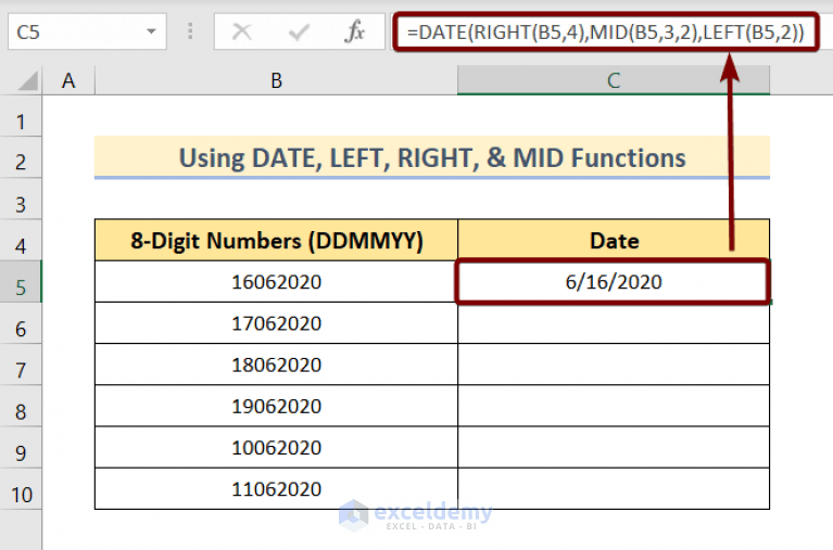 How to Convert 8 Digit Number to Date in Excel (3 Effective Ways)
