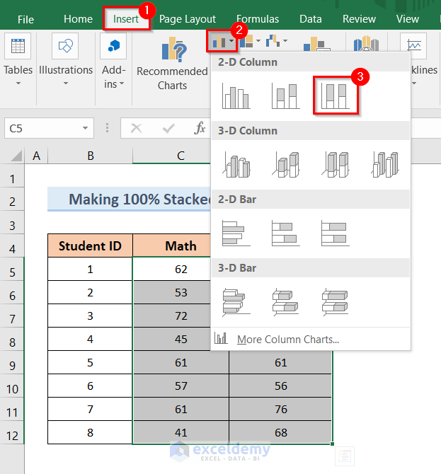 How to Create a Stacked Column Chart in Excel (4 Suitable Ways)