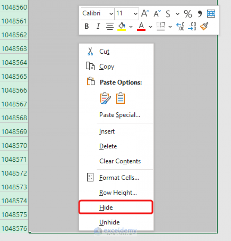 How To Hide Unused Cells In Excel Printable Templates Free