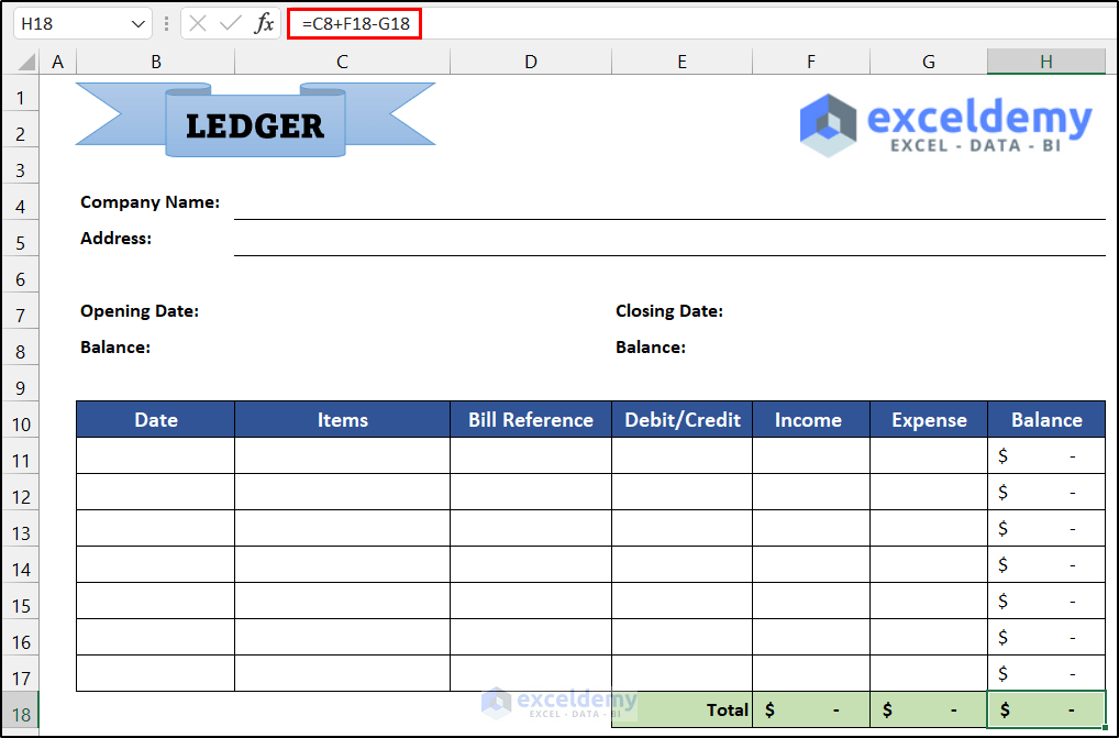 How to Maintain Ledger Book in Excel (with Easy Steps)