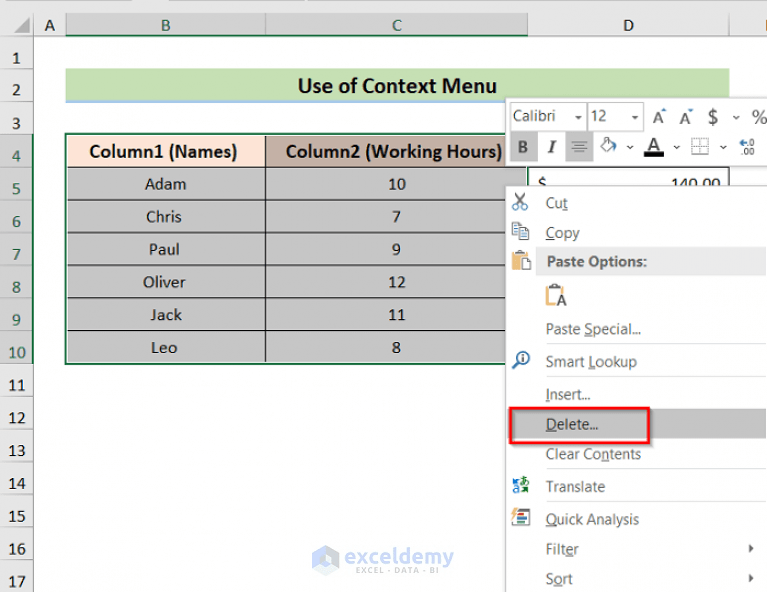 How to Remove Column1 and Column2 in Excel (4 Easy Methods)
