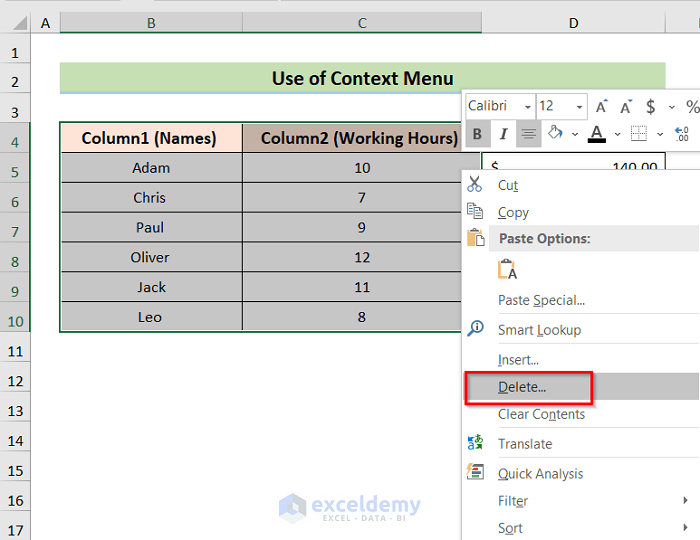 How to Remove Column1 and Column2 in Excel (4 Easy Methods)