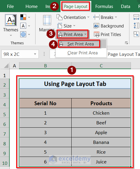 How to Show Print Area in Excel: 4 Easy Methods - ExcelDemy