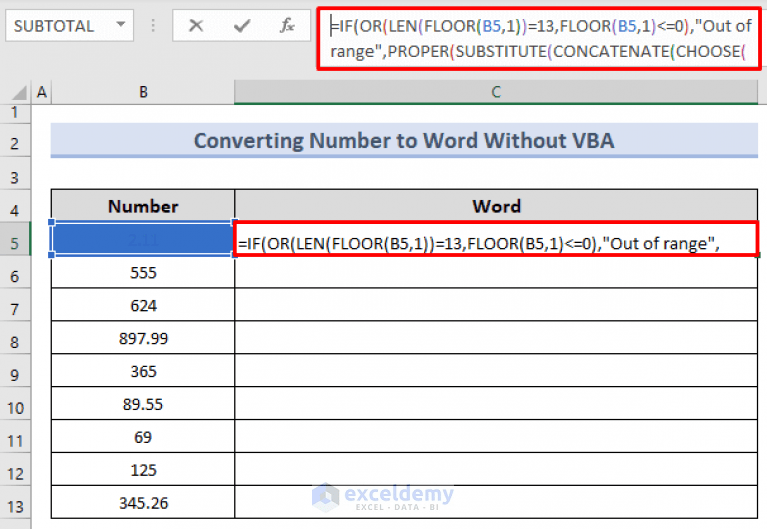 How to Convert Number to Words in Excel Without VBA