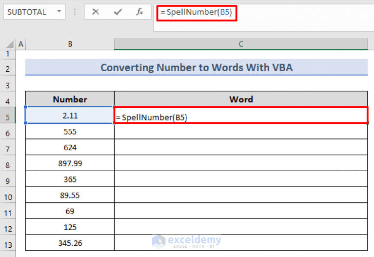 How to Convert Number to Words in Excel Without VBA