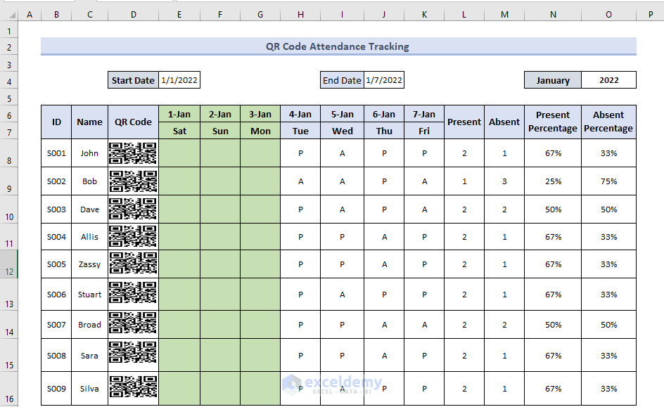 QR Code Attendance Tracking with Excel (with Easy Steps)