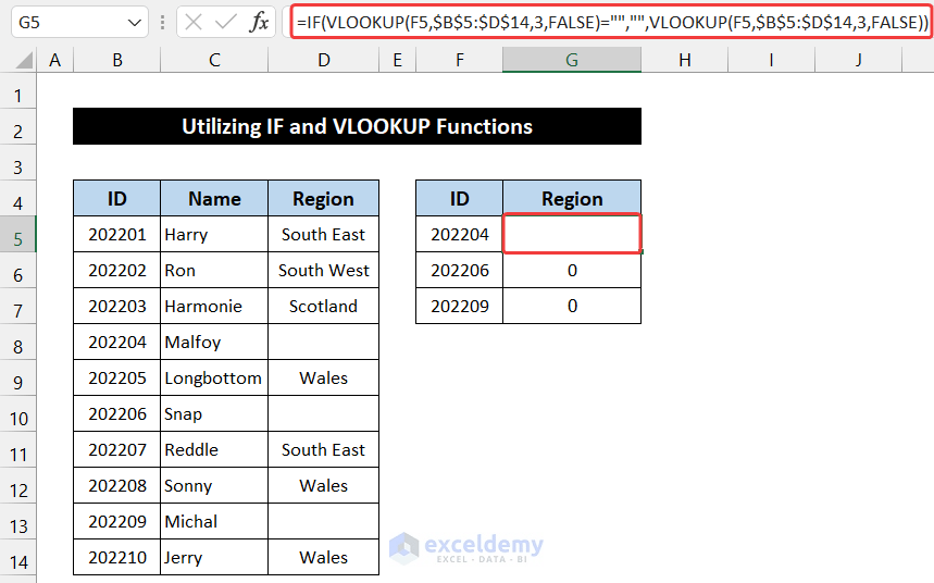 How to Use VLOOKUP to Return Blank Instead of 0 (7 Ways)