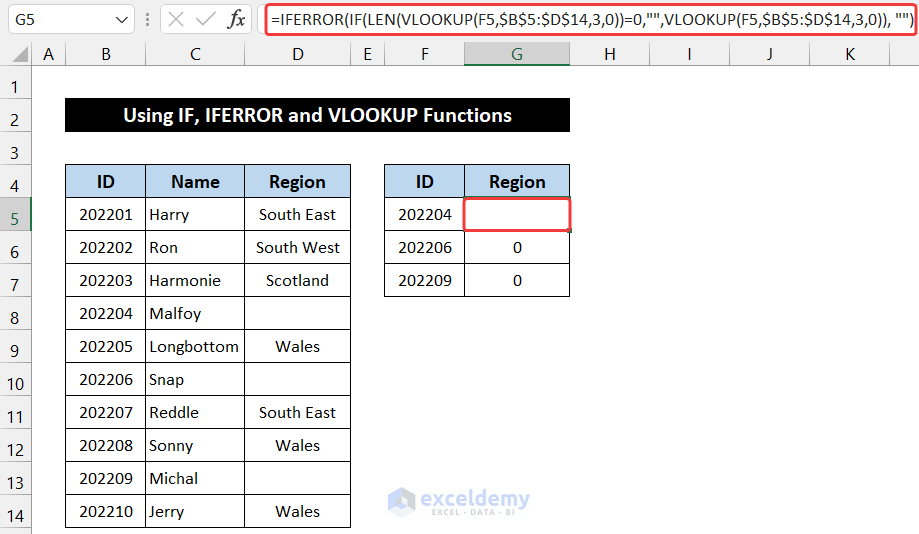 How to Use VLOOKUP to Return Blank Instead of 0 (7 Ways)