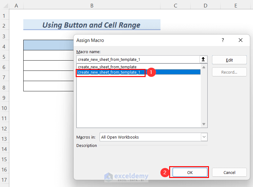 How to Create a New Sheet from a Template Using a Macro in Excel 3