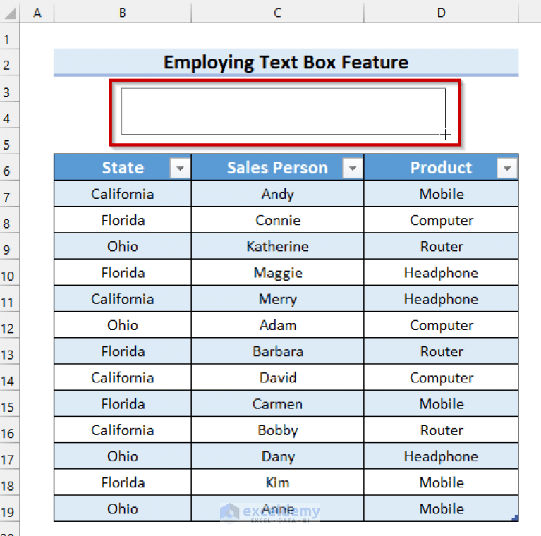 Create a Search Box in Excel with VBA (5 Suitable Examples)