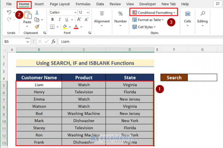 How to Create Search Box in Excel with Conditional Formatting