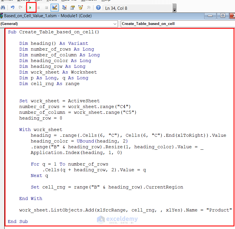Create a Table in Excel Based on Cell Value (4 Easy Methods)