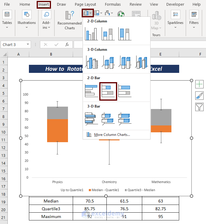 How to Rotate Box and Whisker Plot in Excel?