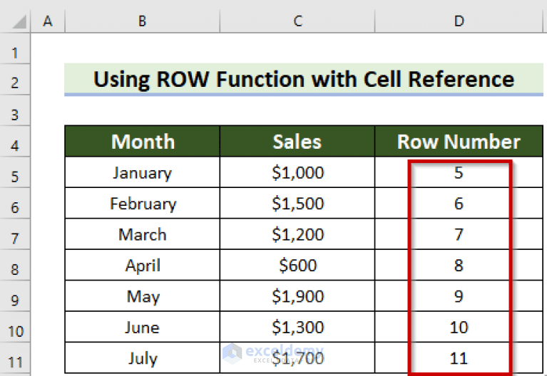 How to Get Row Number of Current Cell in Excel (4 Quick Ways)