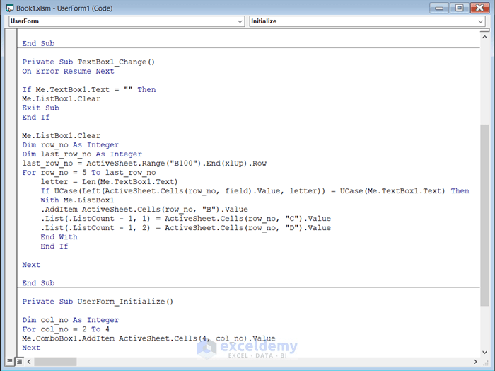 Create a Search Box in Excel with VBA (5 Suitable Examples)