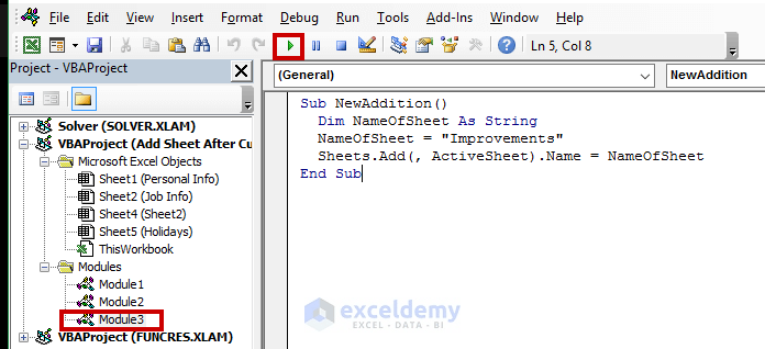 How to Add Sheet After Current One with Excel VBA 3 Variants | The Big Savers