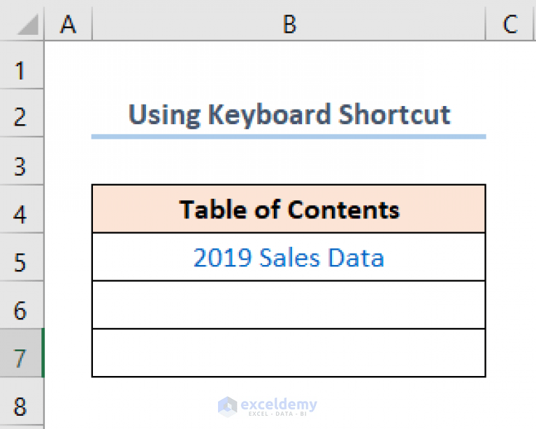 How to Create Table of Contents Automatically in Excel