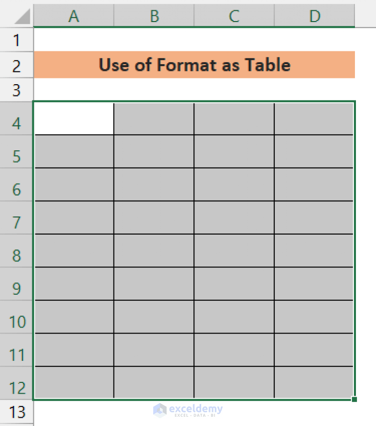 How to Create a Table Without Data in Excel (2 Easy Methods)